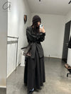 AVIVA JIFEI XUE 24 Autumn and Winter Wool Linen Satin Hakama Skirt AJX-FW24-HS-BWLS-HEI Black